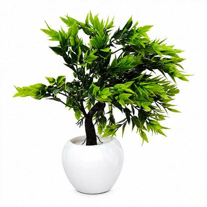 Artificial Bonsai Tree Plant with White Ceramic Pot for Home Office Table Decor