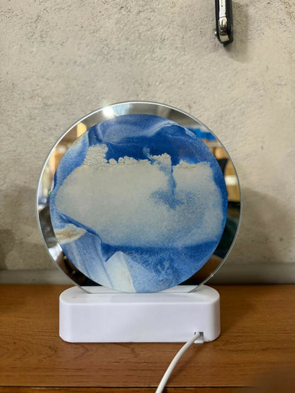 LED Round Static Blue Sand Art Lamp | Ambient Decorative Night Light Home Décor