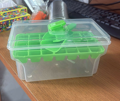 Ice cubes ready to be used from green tray