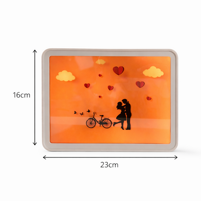 Romantic LED Shadow Light Box | Couple Love Night Lamp | Warm Orange Glow