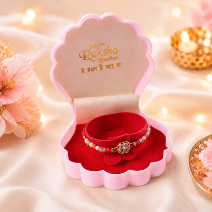 Square AD Stone Designer Rakhi for Brother with Multicolour Crystal Beads