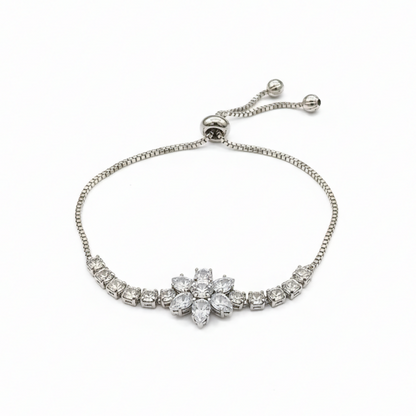 Sparkling AD Bracelet With Floral Motif