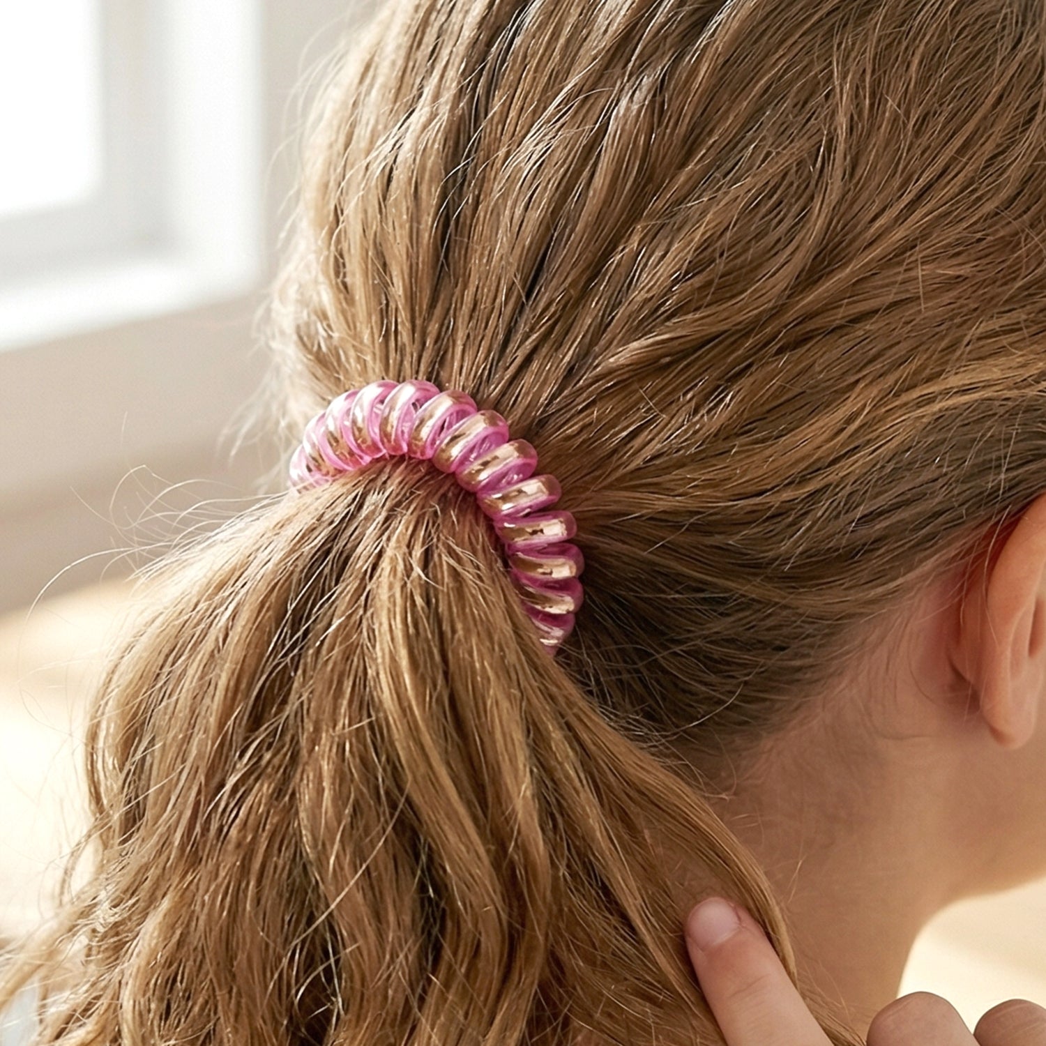 Rubber spiral coil hair band in trendy mix colors