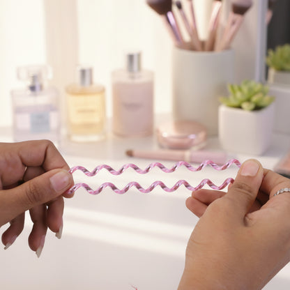 Closeup of soft spiral coil hair band