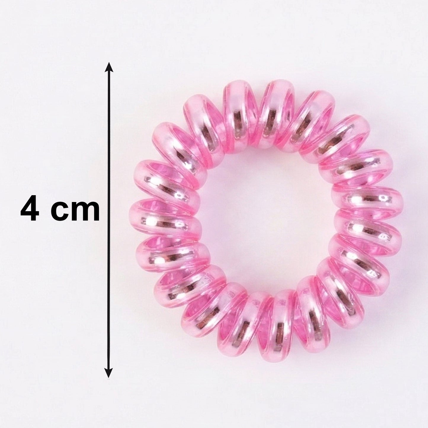 Spiral coil hair band showing stretchable design