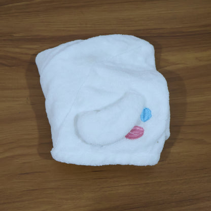 Soft Microfiber Cartoon Design Hair Drying Towel Wrap with Button Closure (1 Pc)