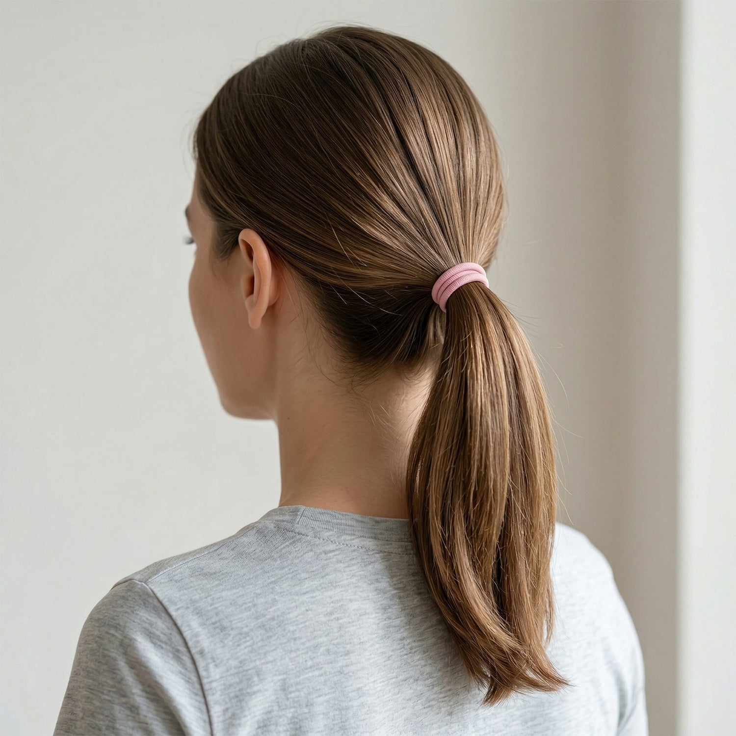 Set of neutral color rubber hair bands