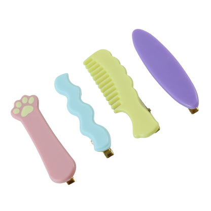 Hair Clips Set – Cute 4 Pc Cartoon Style Pins with Strong Grip