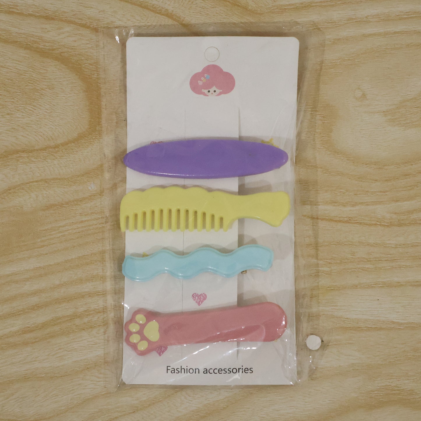 Hair Clips Set – Cute 4 Pc Cartoon Style Pins with Strong Grip