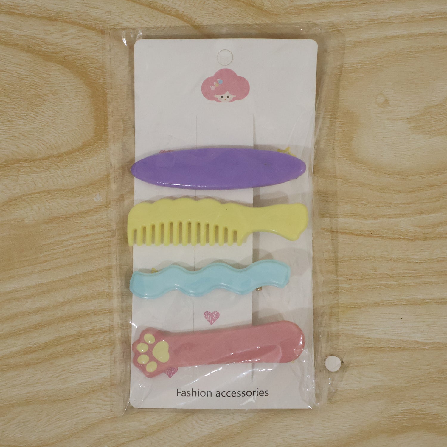 Hair Clips Set – Cute 4 Pc Cartoon Style Pins with Strong Grip