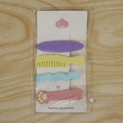 Hair Clips Set – Cute 4 Pc Cartoon Style Pins with Strong Grip