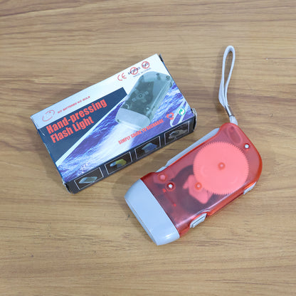 2-LED Hand Press Torch – Battery-Free Hand Crank Flashlight