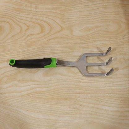 3 Prong Garden Hand Cultivator Fork Stainless Steel Tool Ergonomic Handle (1 Pc)