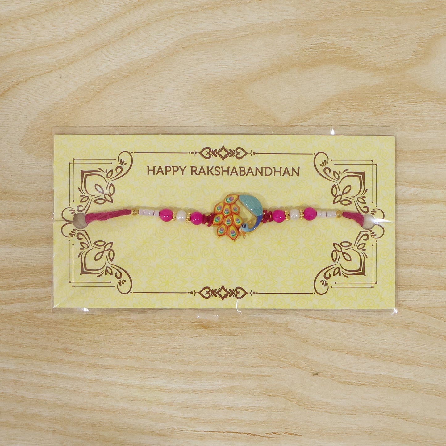 Peacock themed Rakhi symbolizing love and protection