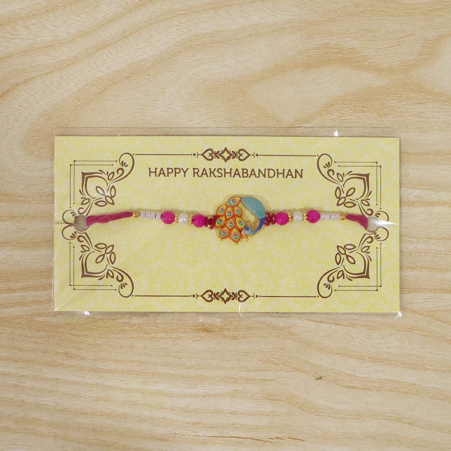 Peacock themed Rakhi symbolizing love and protection