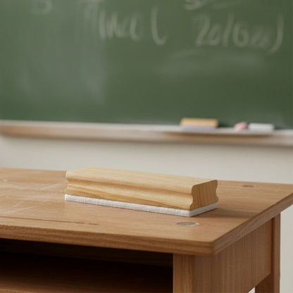 Close-up of wooden handle whiteboard duster