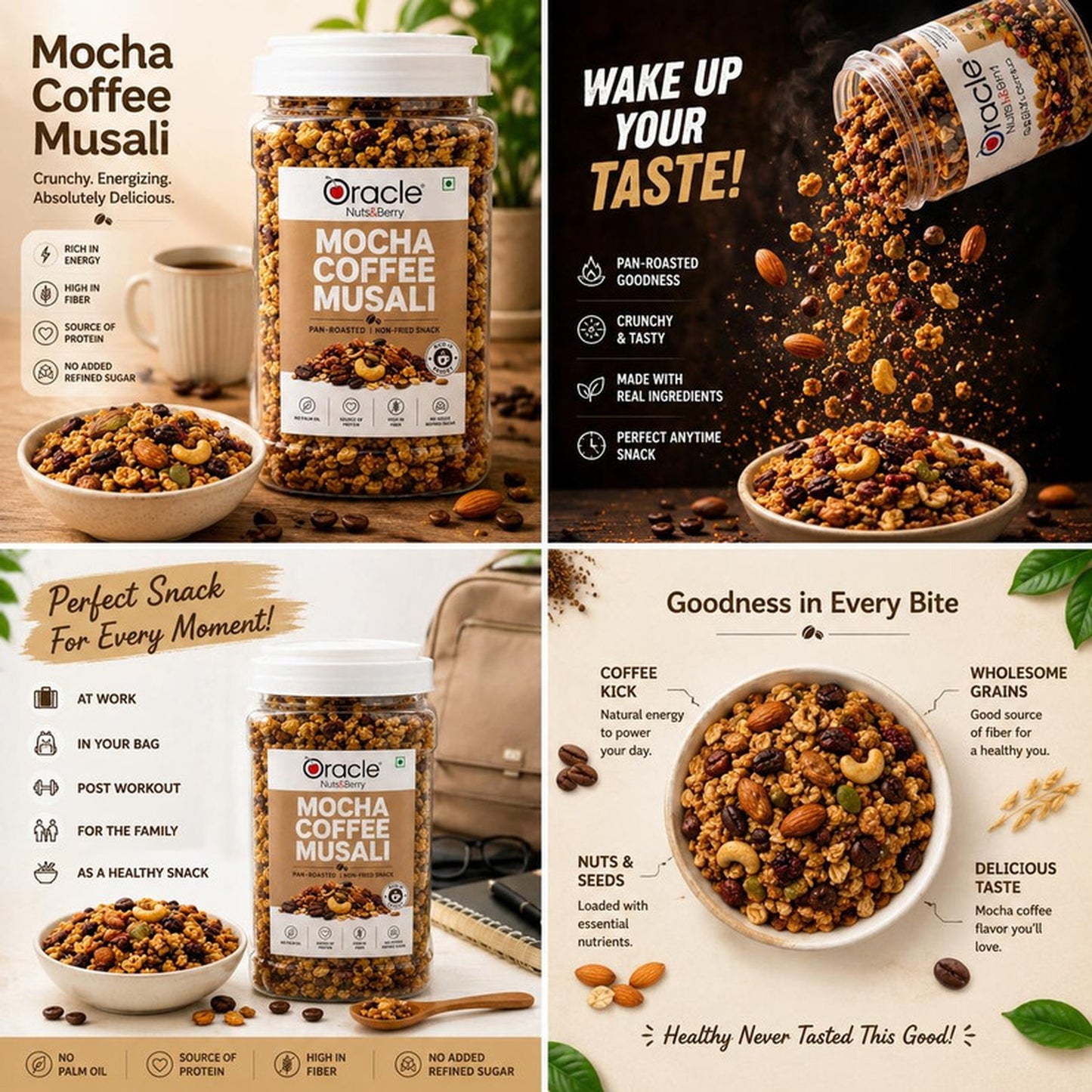Oracle Mocha Coffee Muesli served as a crunchy smoothie bowl topping.