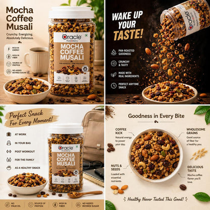 Oracle Mocha Coffee Muesli served as a crunchy smoothie bowl topping.