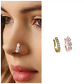 Triple Cluster No Piercing Nose Ring Nath – Gold & Rose Gold Combo