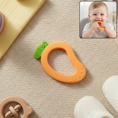 Mango-shaped silicone baby teether