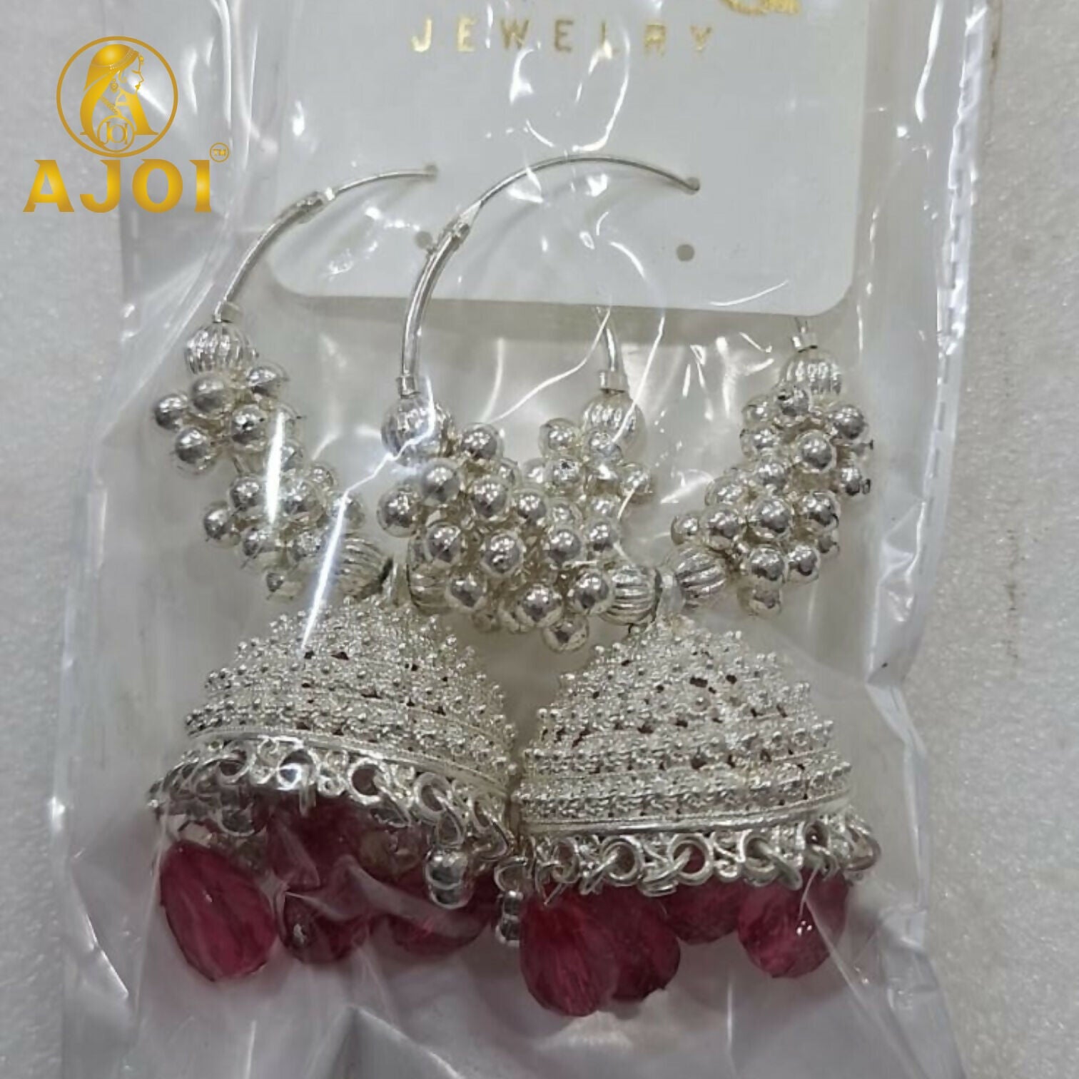 Elegant Silver with Emerald Drops