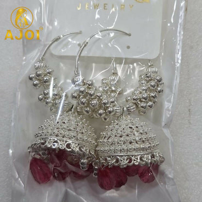 Elegant Silver with Emerald Drops