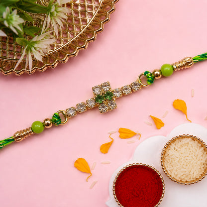 Classic Cross Motif Rakhi with Side Bead Accents (Pack of 6)