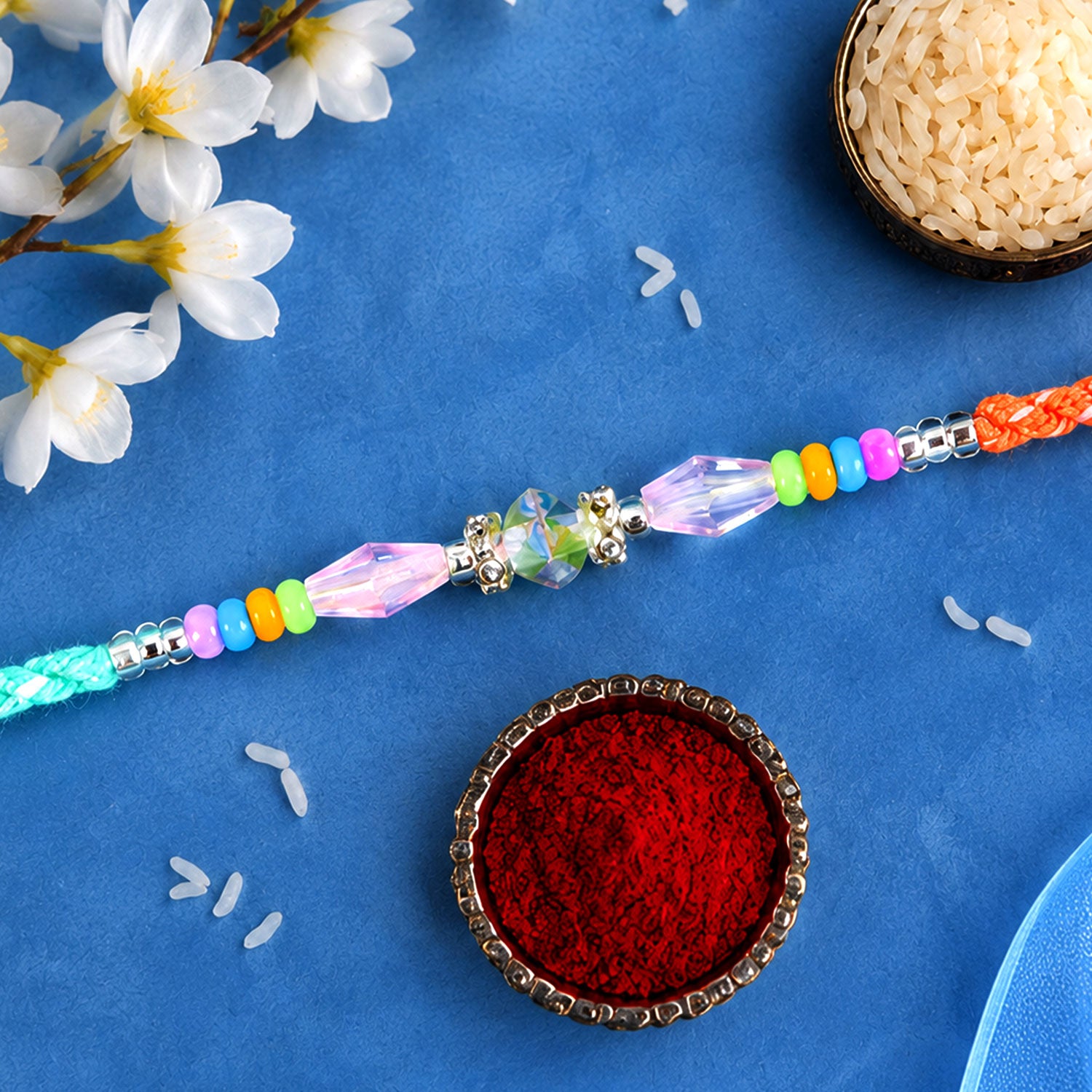 Premium Sparkle Designer Rakhi with Pearl Detail, Stone Centre and Gift Ready Style