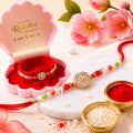 AD Stone Rakhi for Brother – Square Design Multicolour Beads