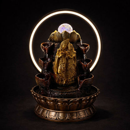 Radha Krishna LED Tabletop Water Fountain for Home Decor