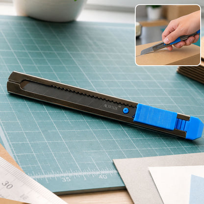 Slim Metal Body Paper Cutter Knife with Snap Off Blade & Lock Slider for Home Office