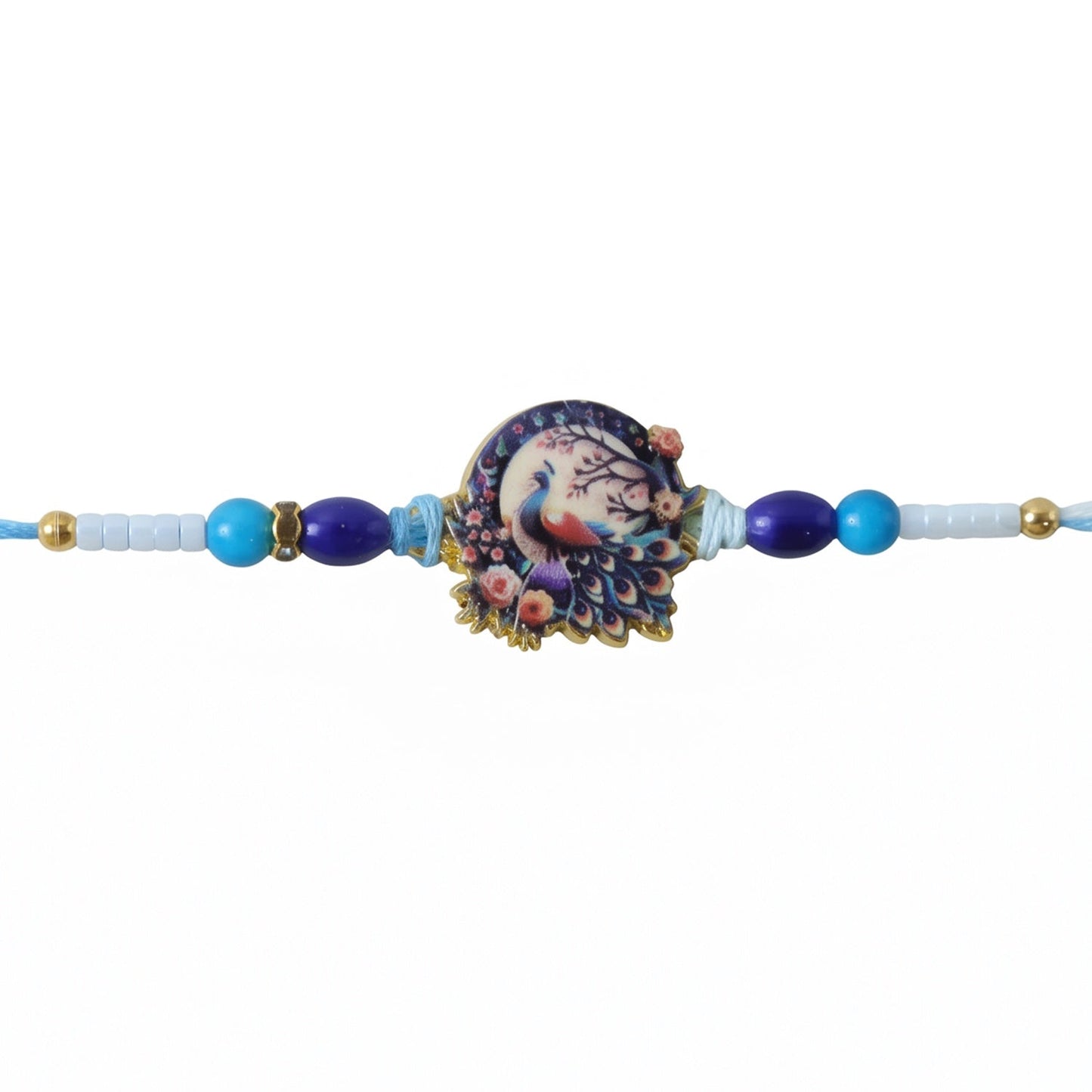 Rakhi Royal Mughal Peacock Designer Charm for Brother (10pcs)