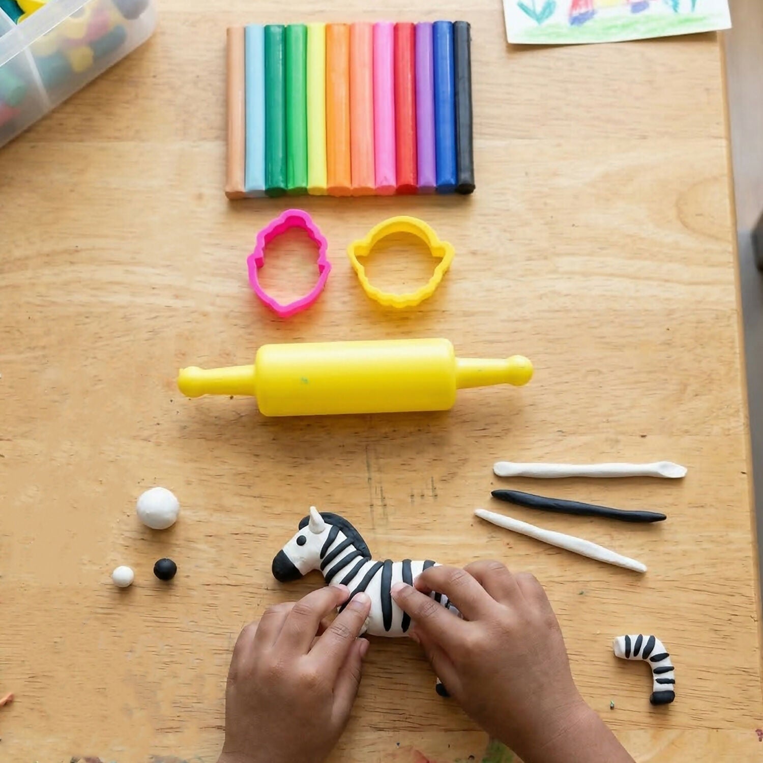 Nara 12 Color Modelling Clay Set with Roller & Cutters Creative Play Dough Kit for Kids (100 Gm)