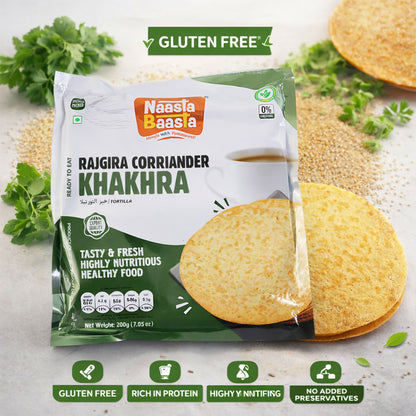 Naasta Baasta Rajgira Coriander Khakhra Gluten Free Ready to Eat Healthy Snack (200gm)
