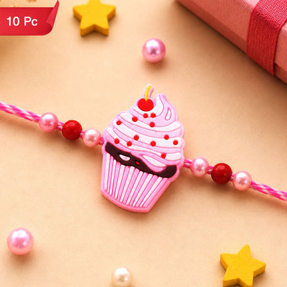 Kids Rakhi for Brother - Cupcake Charm Designer Beaded (10pcs)