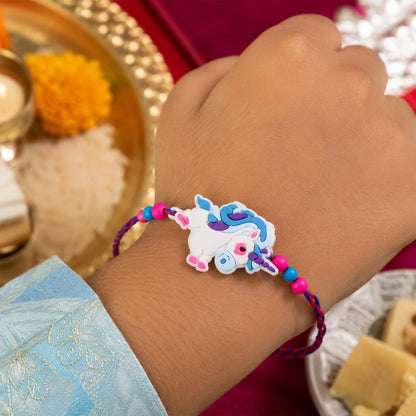 Unicorn Charm Kids Beaded Traditional Rakhi for Brother (5pcs)
