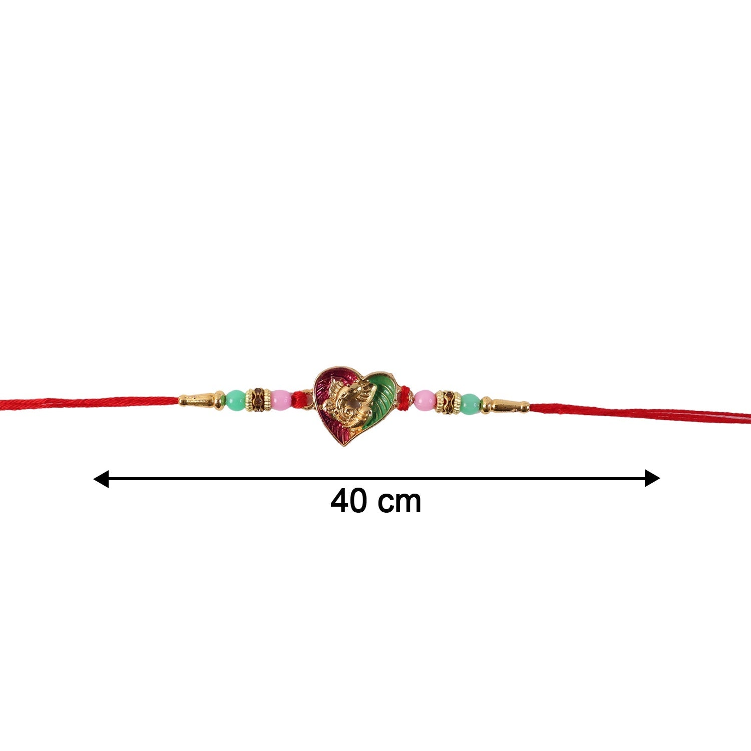 Lord Ganesha Rakhi Heart Shape Traditional for Raksha Bandhan (10pcs)