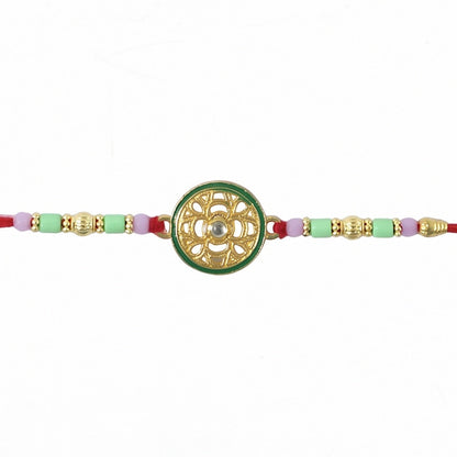 Rakhi Beautiful Designer Golden Floral Wheel for Raksha Bandhan (5pcs)