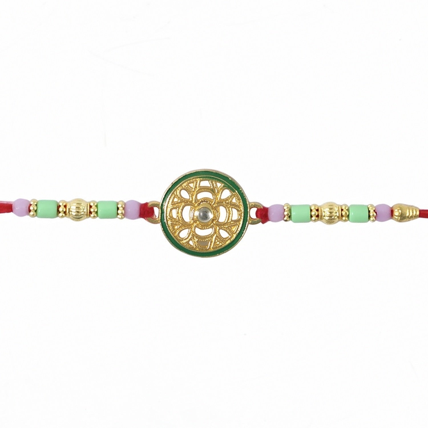 Rakhi Beautiful Designer Golden Floral Wheel for Raksha Bandhan (10pcs)