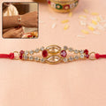Kundan Rakhi Bracelet, Elegant Red & Blue Stones for Brothers