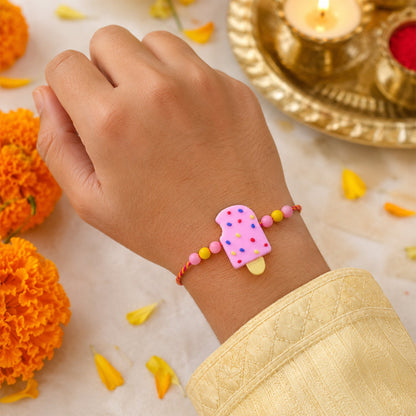 Ice Cream Kids Rakhi Unique Clay Design for Brother's Festivity (10pcs)