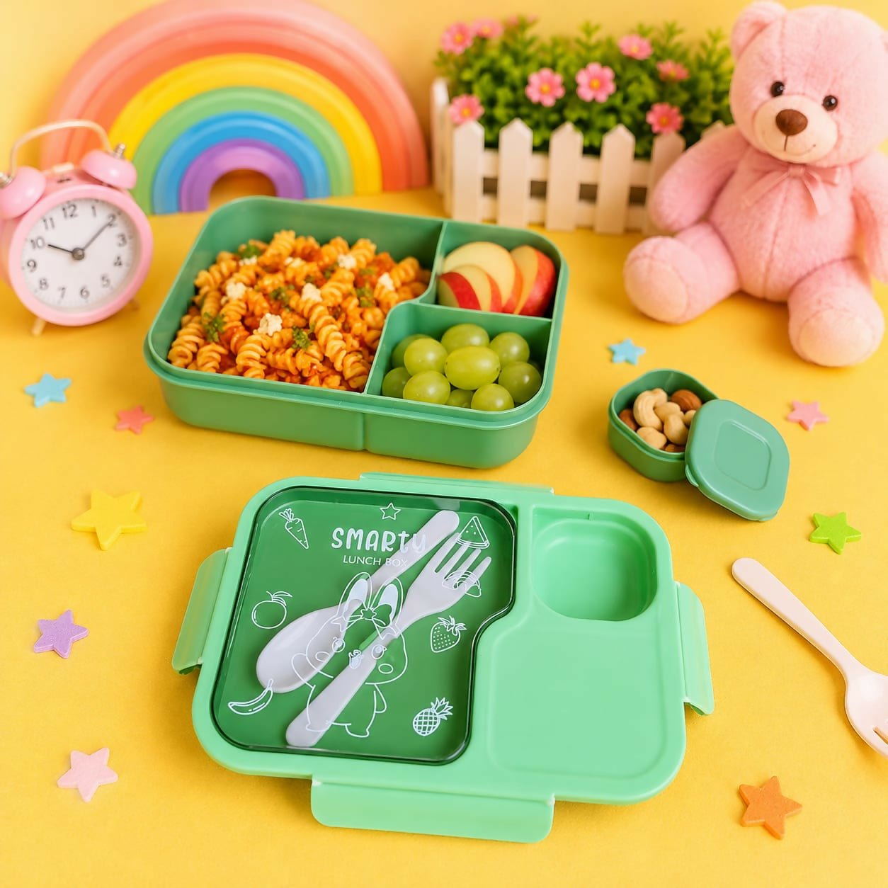 Side view of Smarty Kids Lunch Box highlighting locking tabs