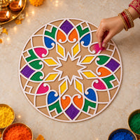 Designer Round Rangoli Stencil for Diwali, Navratri and Wedding Floor Decor
