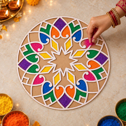 Designer Round Rangoli Stencil for Diwali, Navratri and Wedding Floor Decor