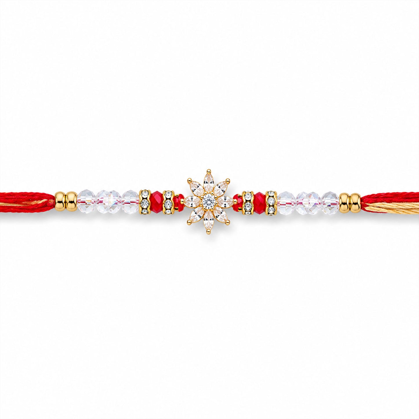 Sparkling AD Sunflower Star Designer Rakhi for Brother, Crystal Beads
