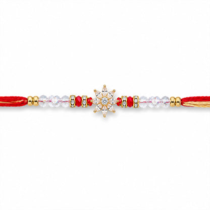 Sparkling AD Sunflower Star Designer Rakhi for Brother, Crystal Beads