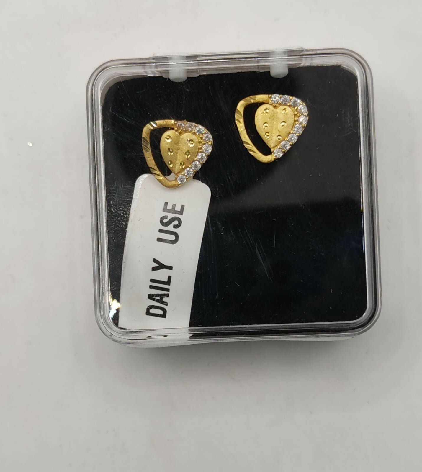 Gold Plated Heart Stud Earrings with AD for women and girls