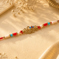 Shiv Script Pendant Rakhi with Blue Trishul Accent and Pearl Beads