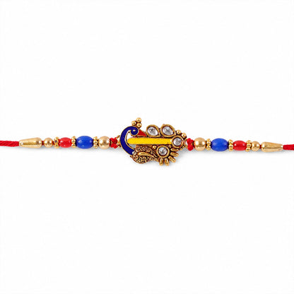 Paisley Peacock Kundan Beaded Rakhi for Brother (10pcs)
