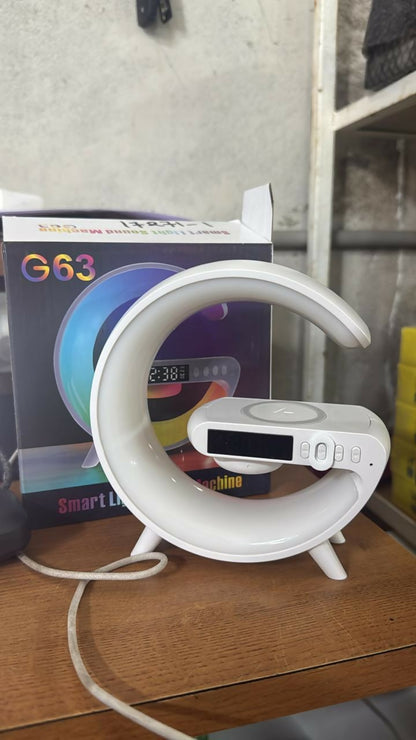 Smart speaker lamp with wireless charging and night light features